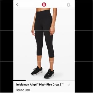 Lululemon Align High Rise Crop 21 Black Leggings